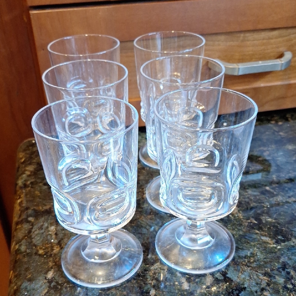 Set Of 6 Cristal D'Arques-Durand CRA-125 "Ecusson" Patern.